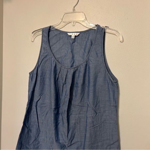 Cabi Chambray Tank Top Size M Scoop Neck Sleeveless Pullover Blouse Blue Cotton - Picture 3 of 5